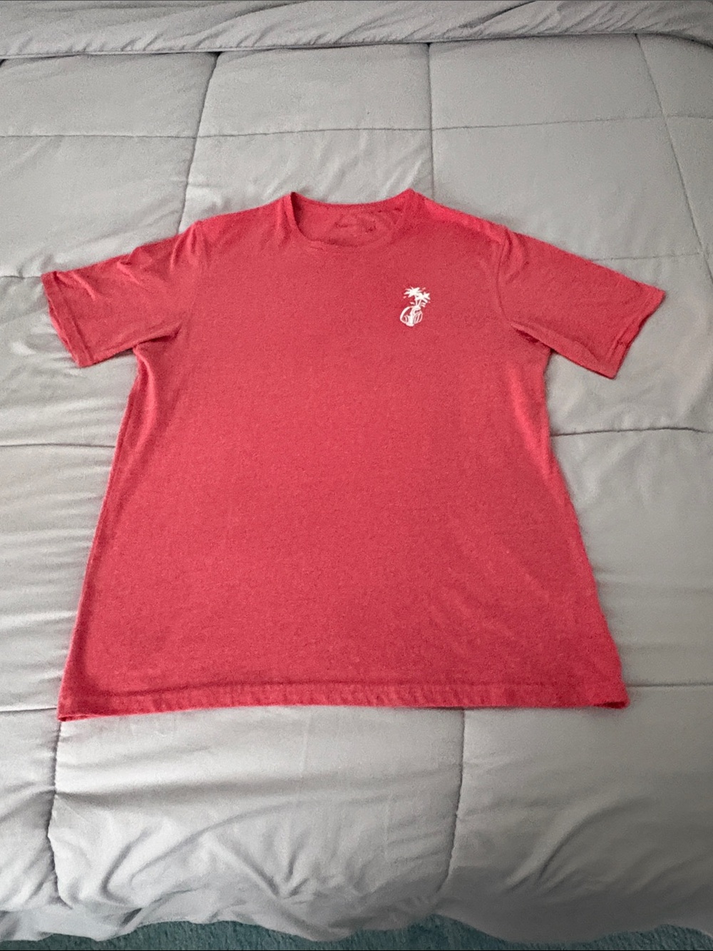 Travis Mathew Coral Crewneck Tee with White Palm Crest